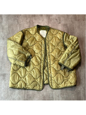 Vintage Cold Weather Quilt Liner Jacket Mens Large Green